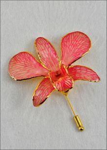 Real Orchid Pin | Gold Orchid Brooch