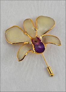 Real Orchid Pin | Gold Orchid Brooch